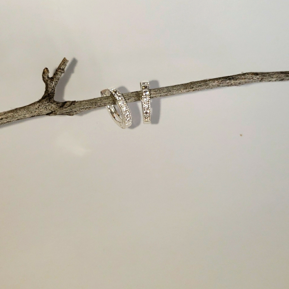 NWOT Sterling Silver Earrings with White Sapphire